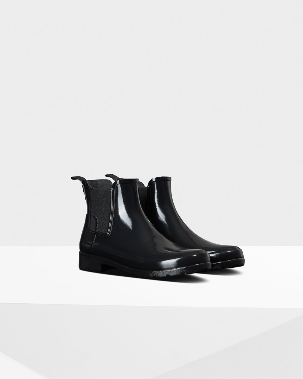 Botas Chelsea Hunter Feminina Pretas - Refined Gloss Slim Fit - 24EWCRNQV